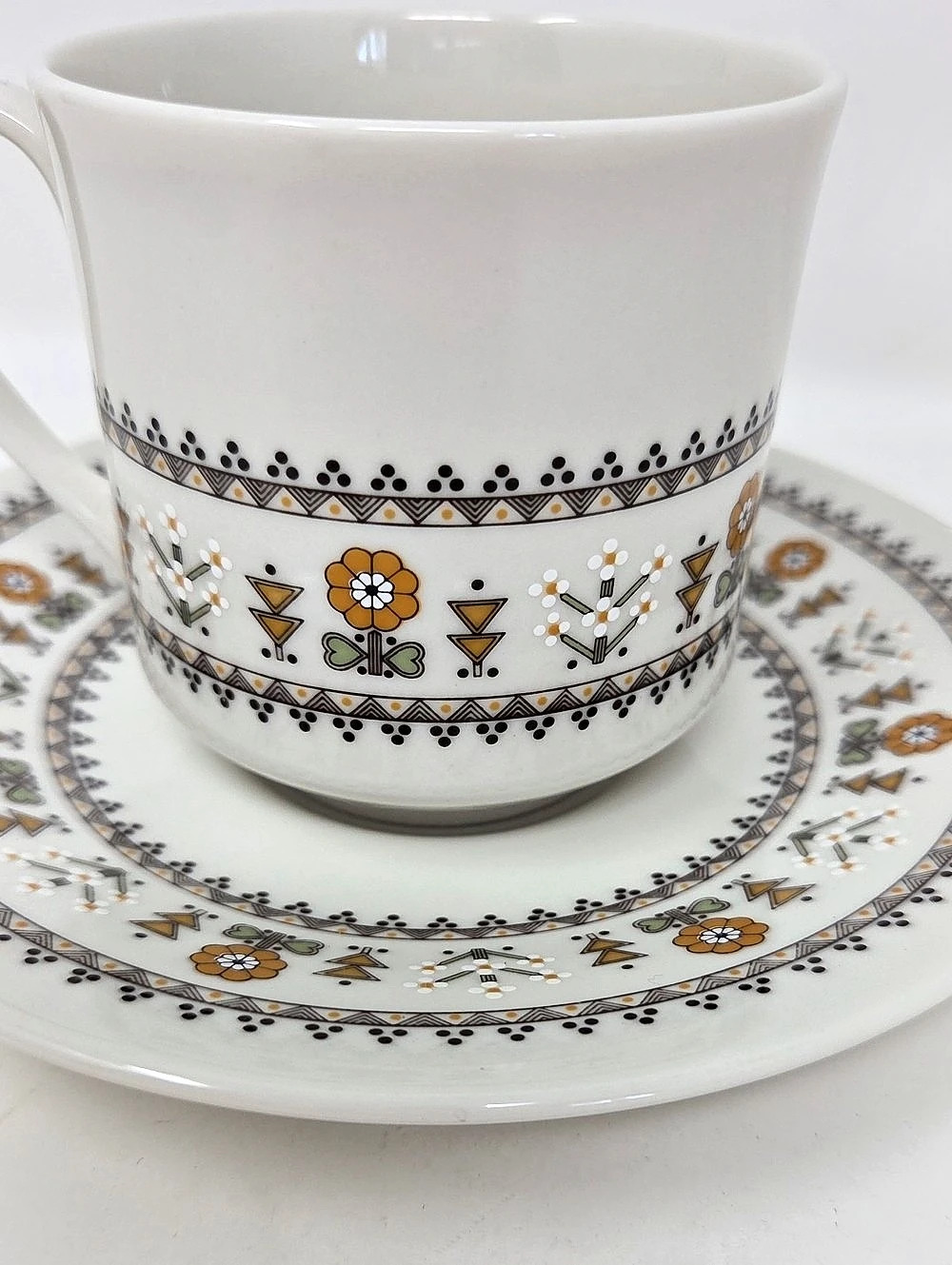 Royal Doulton Vintage Tea Cup Saucer Set Kimberley Boho Orange Brown Mid Century